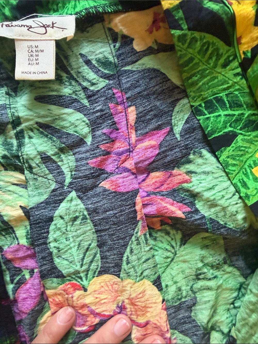 Panama Jack Tropical Floral Wide-Leg Pants & Kimono - Black, Green, Yellow, Pink - Picture 11 of 13